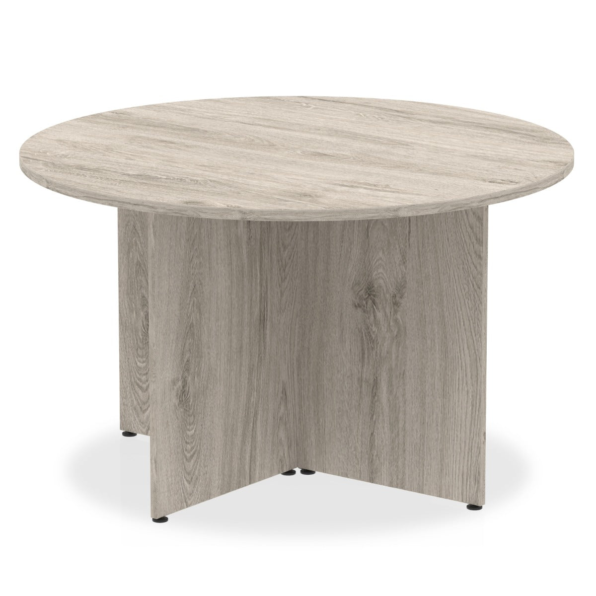 Impulse 1200mm Grey Oak Round Arrowhead Leg Meeting Table